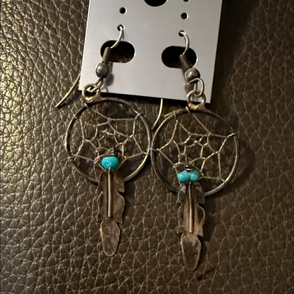 Bohemian Dreamcatcher Earrings With Turquoise Beads 8$